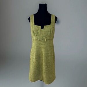 Trina Turk Dress Green Silk Tweed Sz 8 Business Classic USA Party *Loose Hem